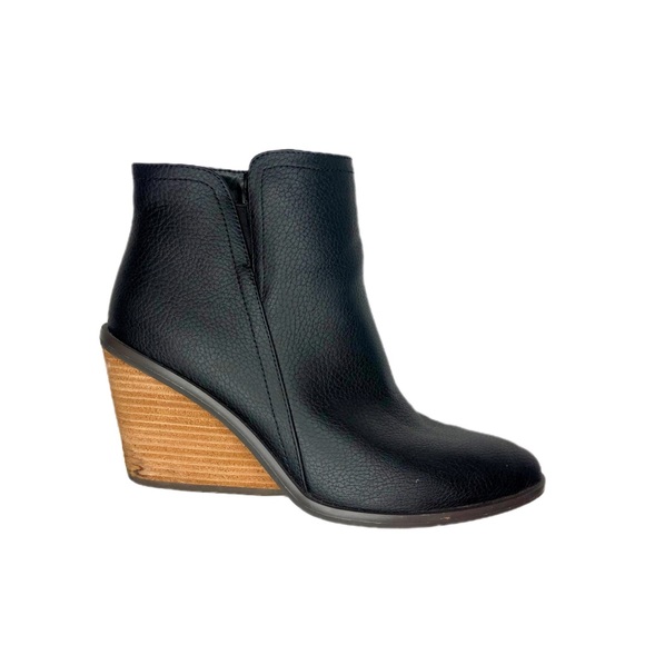 Dr. School’s Black Leather, Wedge Booties - Women’s Size 10 - Picture 1 of 6